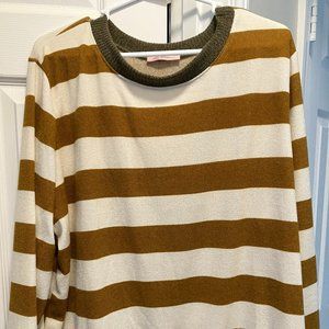 Ces Femme Stripes Sweatershirt Women's Brown/Olive Green 1X/1X GRANDE